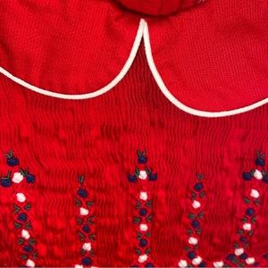 Beautiful Red Smocked Yoke Sash Dress